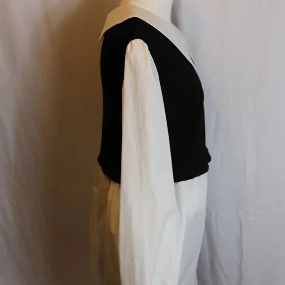 Papaya Brand Peter Pan Collar Black Knit Vest Layered Top Women's Large - Picture 3 of 8